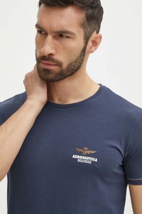 Aeronautica Militare tricou barbati, culoarea albastru marin, cu imprimeu, AM1UTI003