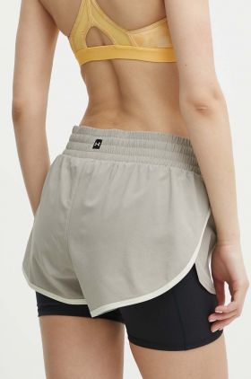 Under Armour pantaloni scurți de antrenament Project Rock culoarea bej, cu imprimeu, high waist