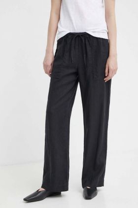 Marc O'Polo pantaloni din in culoarea negru, drept, high waist, M04028210381