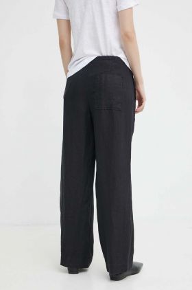 Marc O'Polo pantaloni din in culoarea negru, drept, high waist, M04028210381