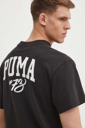 Puma tricou din bumbac barbati, culoarea negru, cu imprimeu, 625282