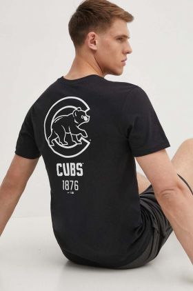 Nike tricou din bumbac Chicago Cubs barbati, culoarea negru, cu imprimeu