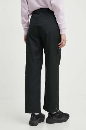 Champion pantaloni femei, culoarea negru, lat, high waist, 117201