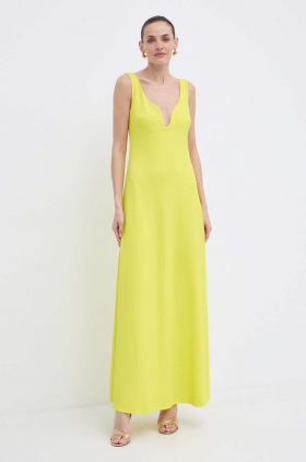 Luisa Spagnoli rochie RUNWAY COLLECTION culoarea galben, maxi, evazati, 541117