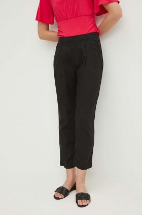 Medicine pantaloni femei, culoarea negru, fason chinos, high waist