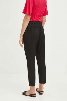 Medicine pantaloni femei, culoarea negru, fason chinos, high waist