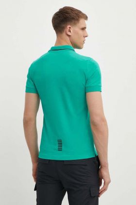 EA7 Emporio Armani tricou polo barbati, culoarea verde, cu imprimeu