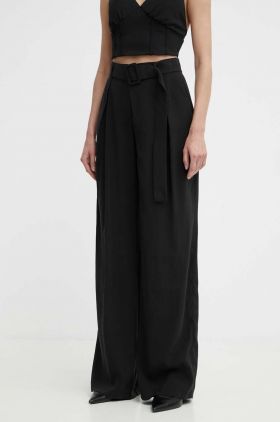 Answear Lab pantaloni femei, culoarea negru, drept, high waist