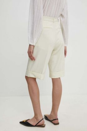 Answear Lab pantaloni scurti femei, culoarea bej, neted, high waist