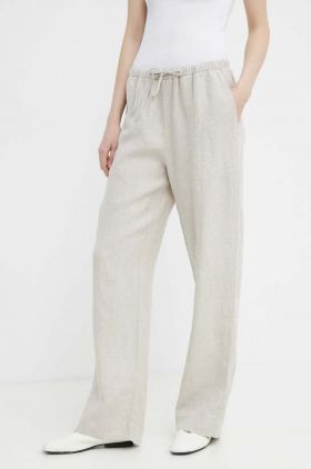 Marc O'Polo pantaloni din in culoarea bej, drept, high waist, M04028610381