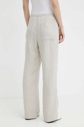 Marc O'Polo pantaloni din in culoarea bej, drept, high waist, M04028610381