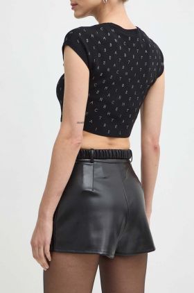 Elisabetta Franchi pantaloni scurti femei, culoarea negru, neted, high waist, SH00242E2