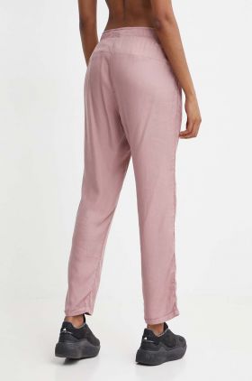 Picture pantaloni Chimany femei, culoarea roz, drept, high waist, WJS012