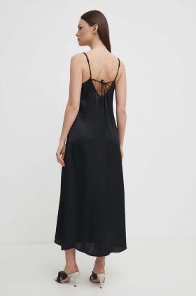 Sisley rochie culoarea negru, maxi, drept