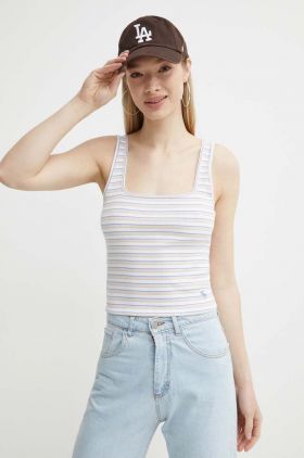 Abercrombie & Fitch top femei, culoarea alb