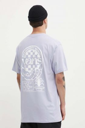 Vans tricou din bumbac barbati, culoarea violet, cu imprimeu