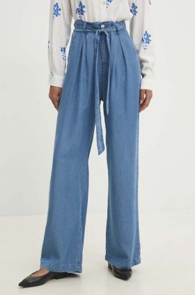 Answear Lab pantaloni de bumbac lat, high waist