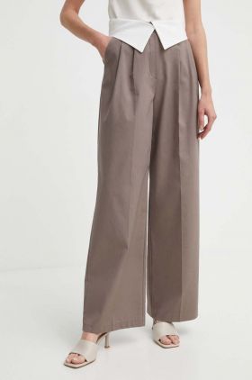 Answear Lab pantaloni femei, culoarea maro, lat, high waist