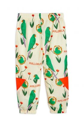 Mini Rodini pantaloni de trening pentru copii Parrots culoarea bej, modelator