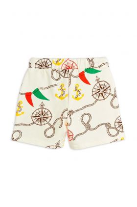 Mini Rodini pantaloni scurți din bumbac pentru copii Nautical culoarea bej, modelator