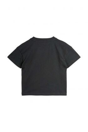 Mini Rodini tricou de bumbac pentru copii Anchor culoarea negru, neted