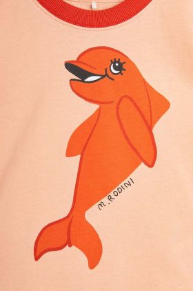 Mini Rodini tricou de bumbac pentru copii Dolphin culoarea portocaliu, cu imprimeu