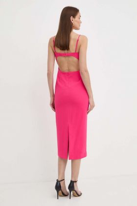 Bardot rochie VIENNA culoarea roz, midi, mulata, 58558DB