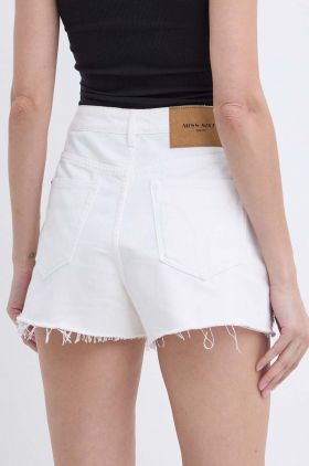 Miss Sixty pantaloni scurti jeans JJ3280 DENIM SHORTS femei, culoarea bej, cu imprimeu, high waist, 6L2JJ3280000