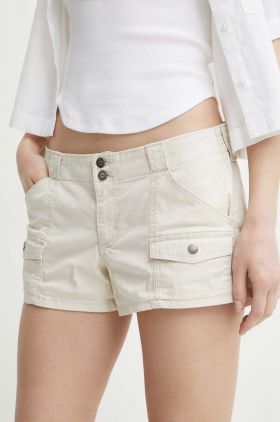 Hollister Co. pantaloni scurti femei, culoarea bej, neted, high waist, KI349-4192-178