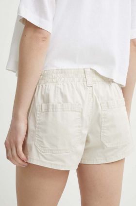 Hollister Co. pantaloni scurti femei, culoarea bej, neted, high waist, KI349-4192-178