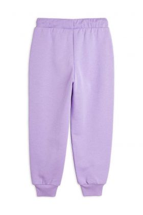 Mini Rodini pantaloni de trening din bumbac pentru copii Dolphin culoarea violet, cu imprimeu