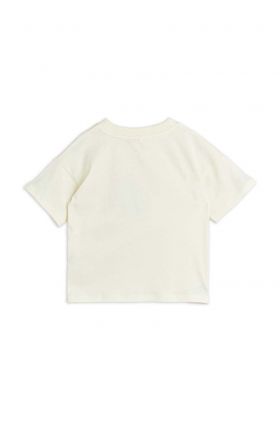 Mini Rodini tricou de bumbac pentru copii Parrot culoarea bej, cu imprimeu