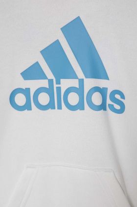 adidas bluza copii culoarea alb, cu glugă, cu imprimeu