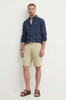 Gant camasa din bumbac barbati, culoarea albastru marin, cu guler button-down, slim
