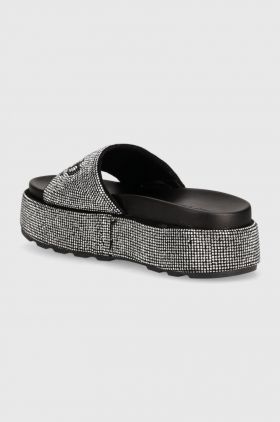 Juicy Couture papuci DORA DIAMANTE STACKED femei, culoarea negru, cu platforma, JCFYL222007