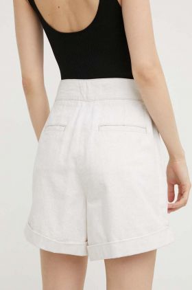 IRO pantaloni scurți din amestec de in culoarea bej, neted, high waist