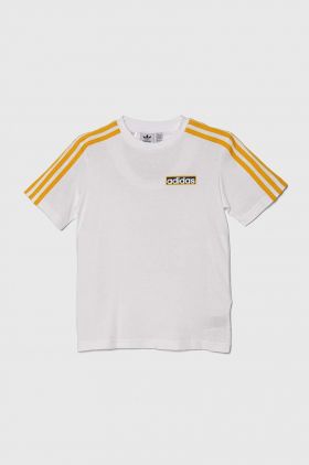 adidas Originals tricou de bumbac pentru copii culoarea alb, cu imprimeu