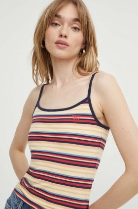 Superdry top femei, culoarea galben