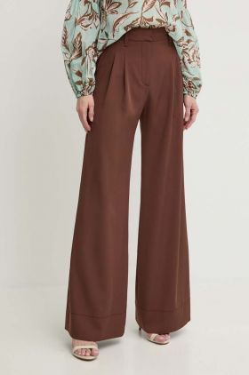 Aniye By pantaloni femei, culoarea maro, lat, high waist, 185039