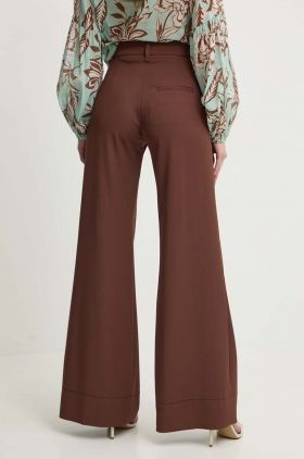 Aniye By pantaloni femei, culoarea maro, lat, high waist, 185039