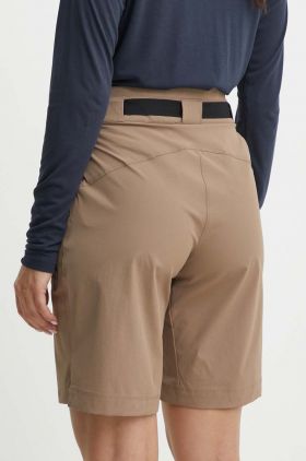 Rossignol pantaloni scurți outdoor culoarea maro, neted, high waist, RLMWP35