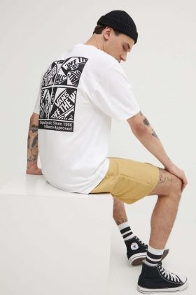 Vans tricou din bumbac barbati, culoarea alb, cu imprimeu