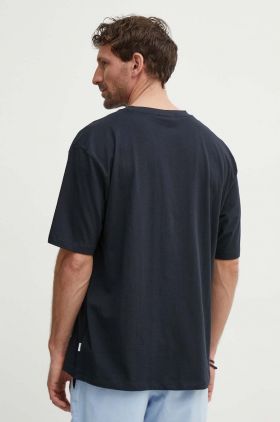 Lindbergh tricou din bumbac barbati, culoarea albastru marin, neted, 30-400198-NAVY