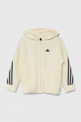 adidas bluza copii culoarea galben, cu glugă, cu imprimeu