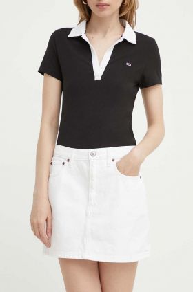 Abercrombie & Fitch fusta jeans culoarea alb, mini, creion