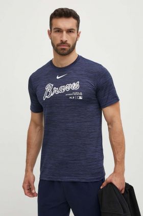 Nike tricou Atlanta Braves barbati, culoarea albastru marin, cu imprimeu