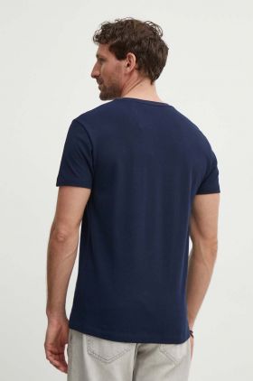 Gant tricou din bumbac barbati, culoarea albastru marin, neted, 2013033