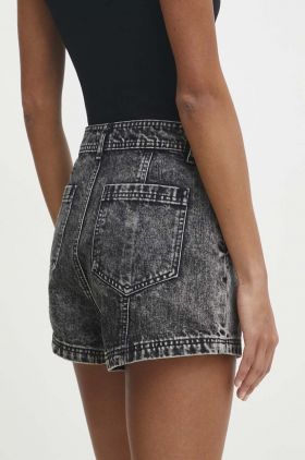 Answear Lab fustă și pantaloni denim culoarea gri, neted, high waist