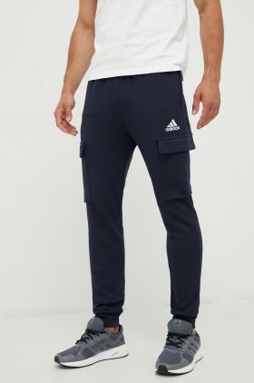 adidas pantaloni de trening barbati, culoarea albastru marin, neted