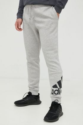 adidas pantaloni de trening barbati, culoarea gri, melanj